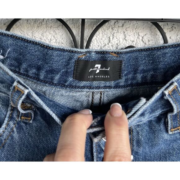 7 For All Mankind Monroe Cutt Off Shorts - Size 30 - Blue - Picture 7 of 12